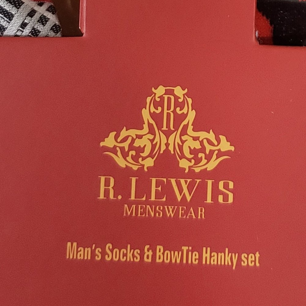 Bow Tie Hanky Socks Box Set by R Lewis RGB004 Red - Picture 7 of 7